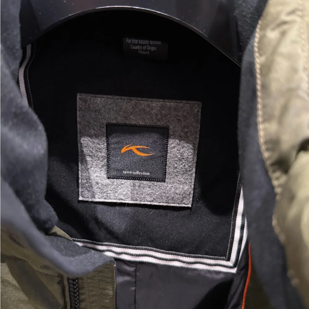 Men's Olive Green Ski Jacket with Fur Hood - Picture 2 of 11